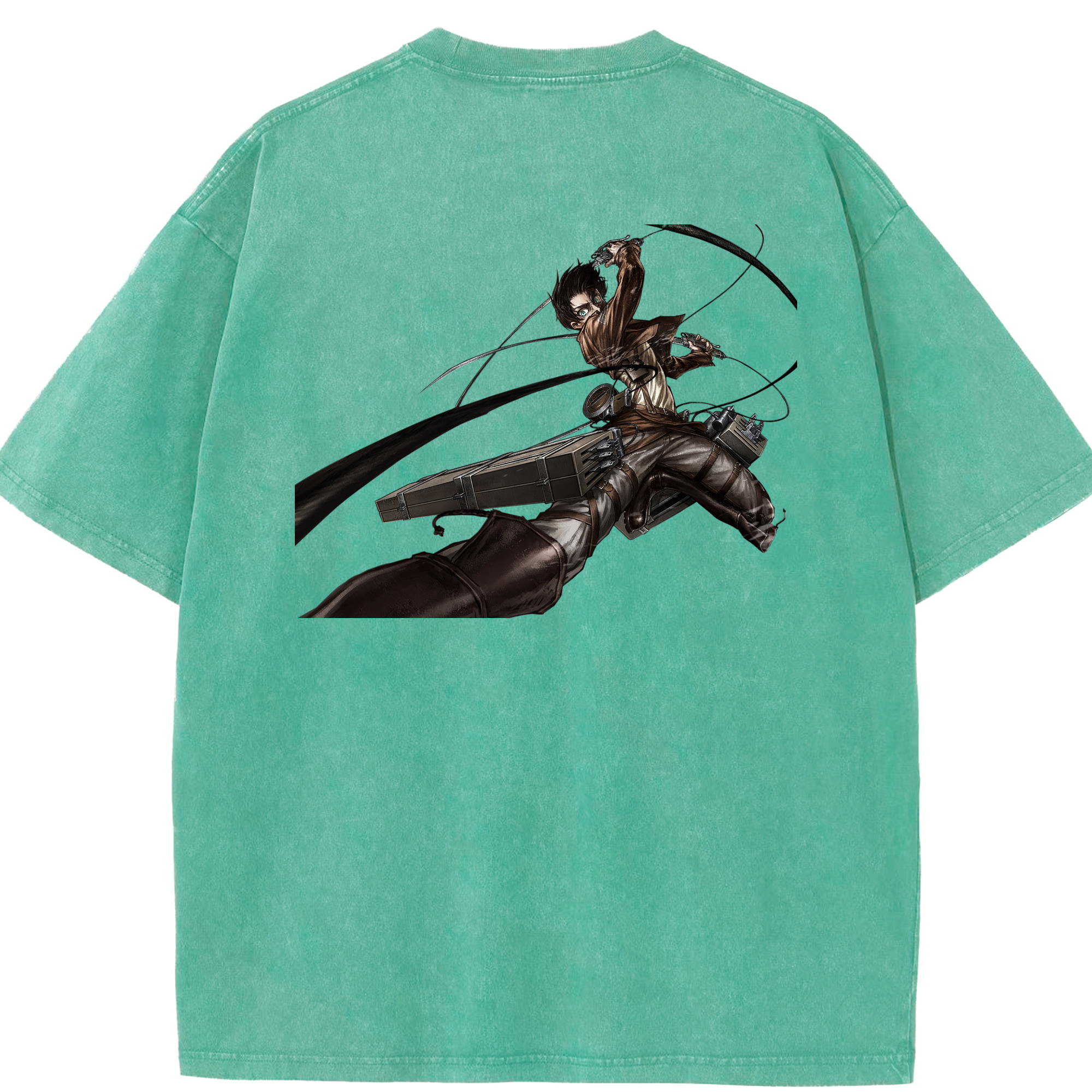 （画像用） 進撃の巨人 エレン･イェーガー Attack on Titan Eren Jäger 綿100% ヴィンテージ風 半袖Tシャツ（背面プリント）